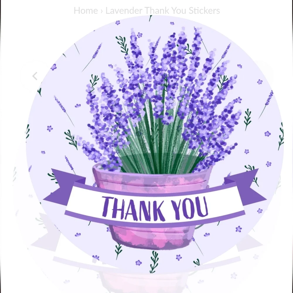 100 pc Lavander THEMED Thank you Cards & Stickers  BUNDLE